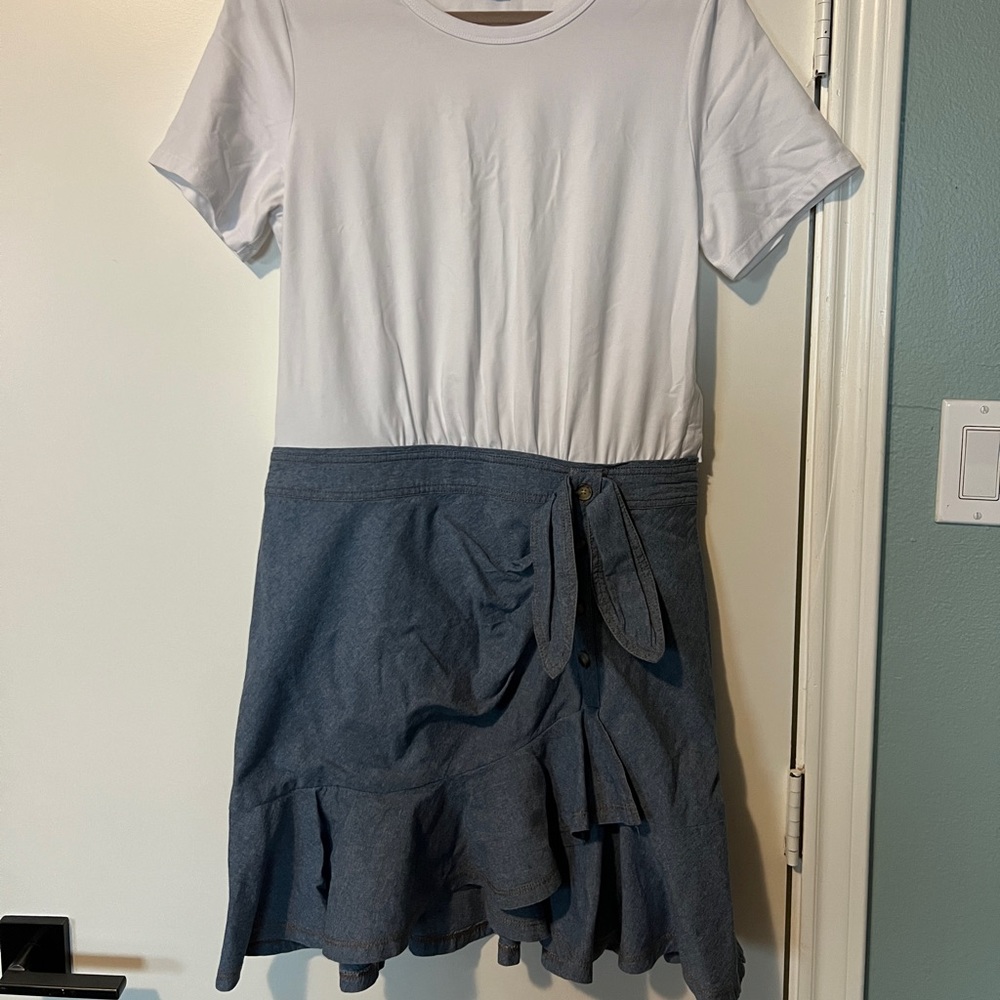 HALF TEE HALF DENIM SKIRT DRESS